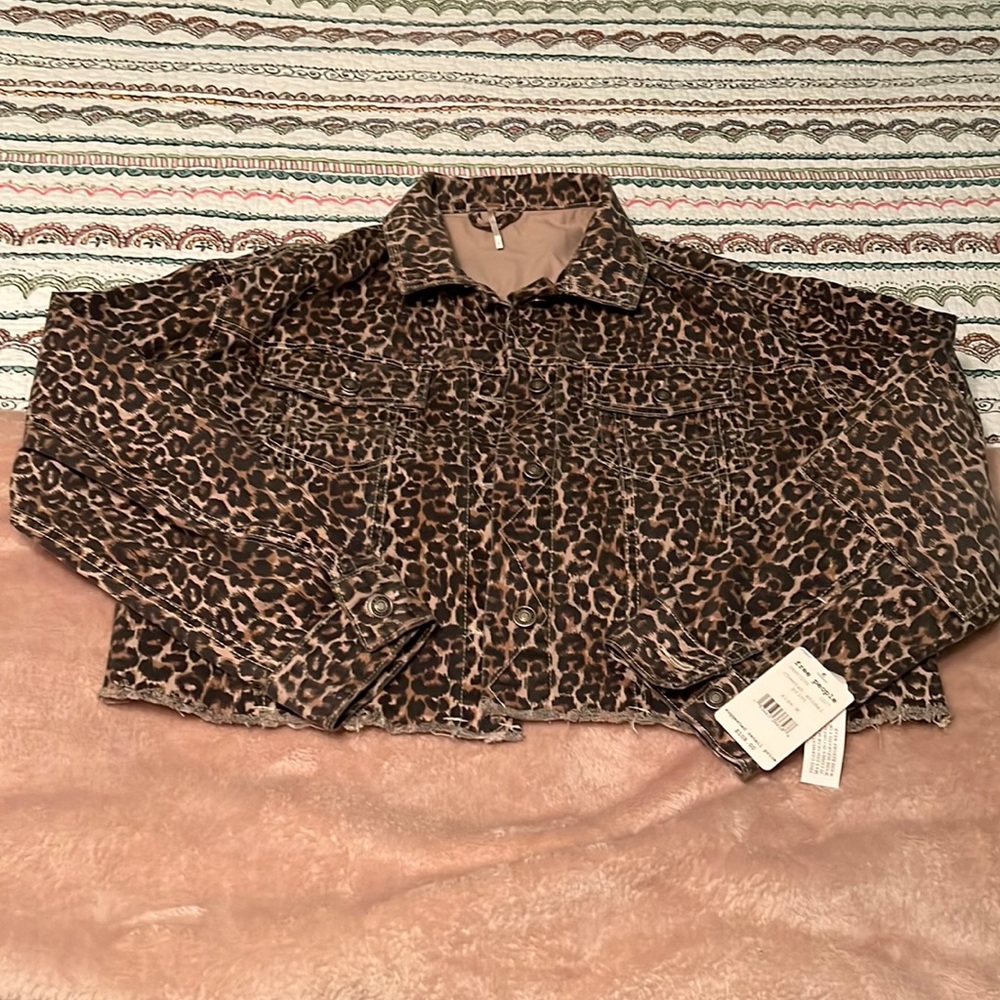 Free people denim leopard jacket